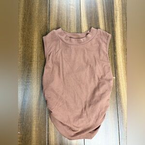 NWOT Cider size Sleeveless Brown Ruched Side Mock Neck Cropped tank y2k Fitted